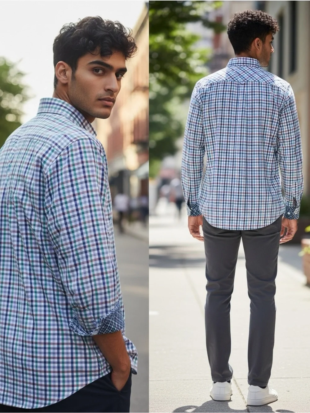 TaylorByrd Men's Sz. L Multicolor Tattersall Plaid Button-Down Shirt Long Sleeve